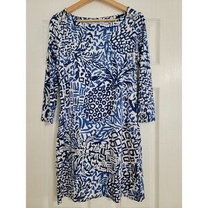 Lilly Pulitzer Size S Sophie Dress Home Slice‎ Indigo UPF 50 Pineapple Print